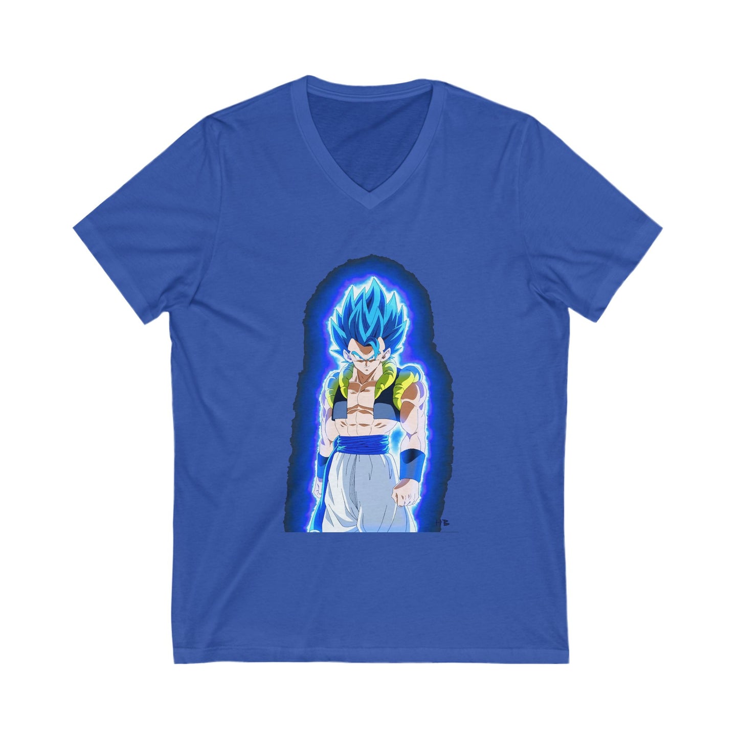 Superhero in Blue in max level (Unisex Jersey Short Sleeve V-neck - Comfortable Everyday Wear)