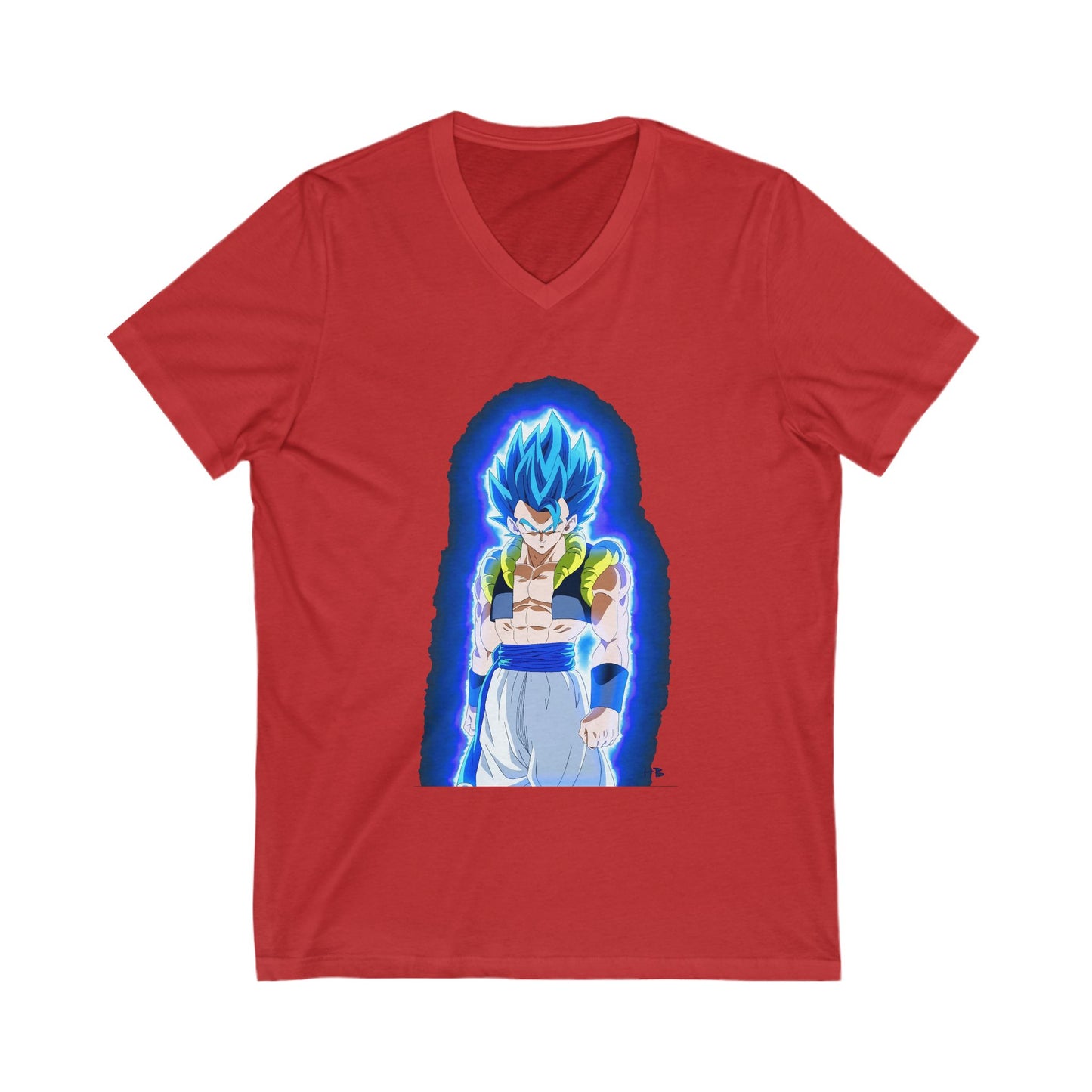 Superhero in Blue in max level (Unisex Jersey Short Sleeve V-neck - Comfortable Everyday Wear)