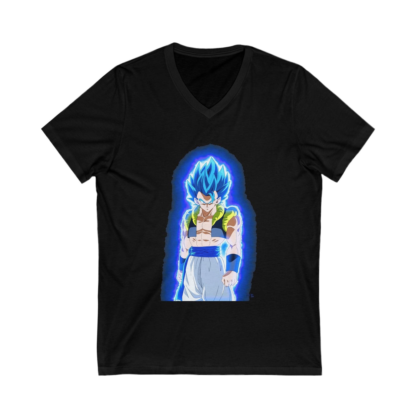 Superhero in Blue in max level (Unisex Jersey Short Sleeve V-neck - Comfortable Everyday Wear)