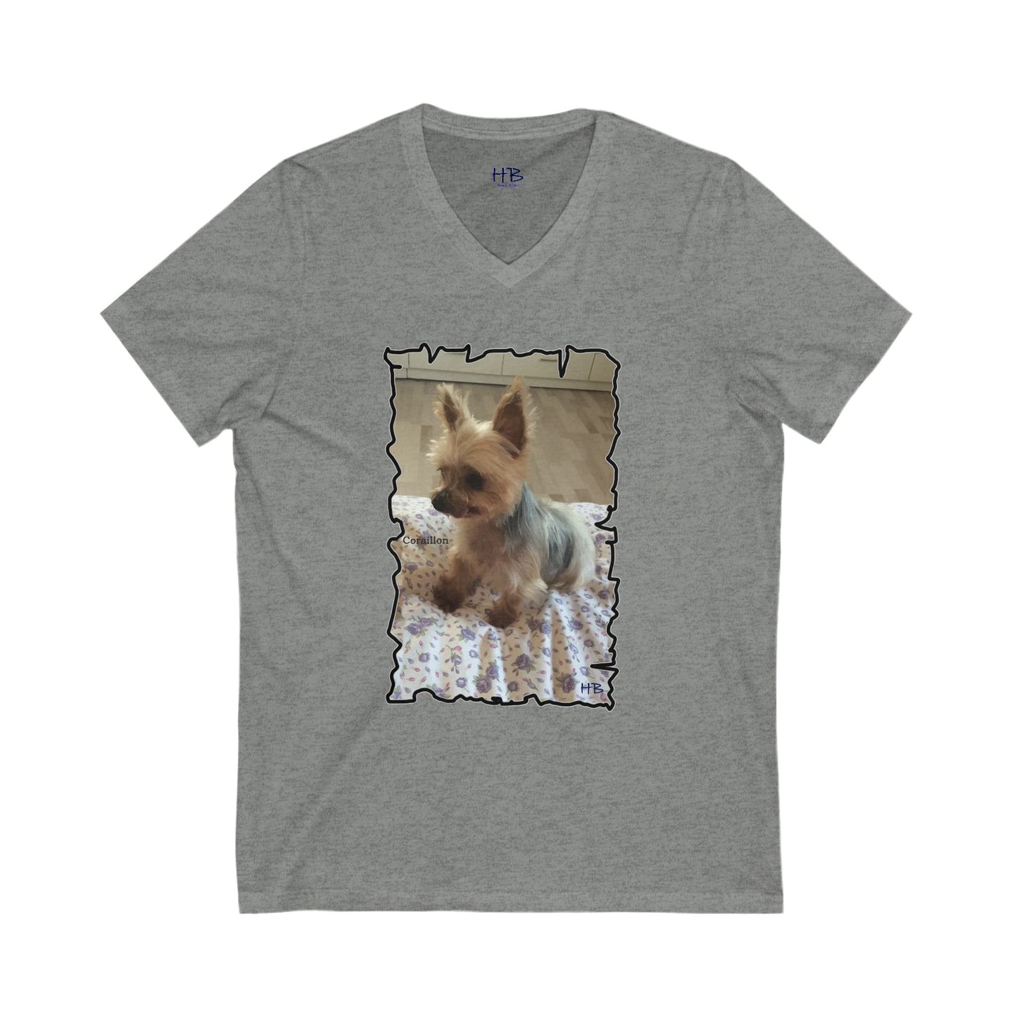 Corail the Yorkshire Toy little baby (Unisex Jersey Short Sleeve V-neck - Comfortable Everyday Wear)