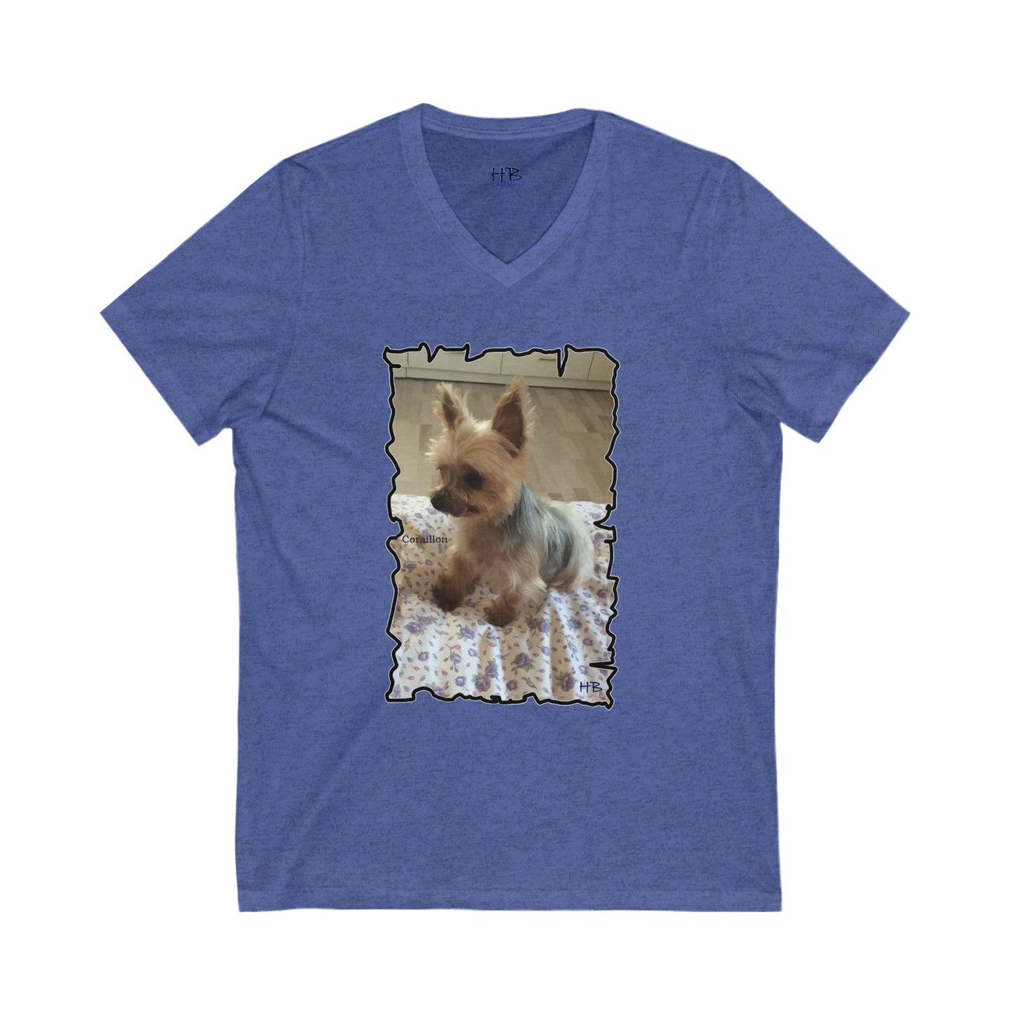 Corail the Yorkshire Toy little baby (Unisex Jersey Short Sleeve V-neck - Comfortable Everyday Wear)