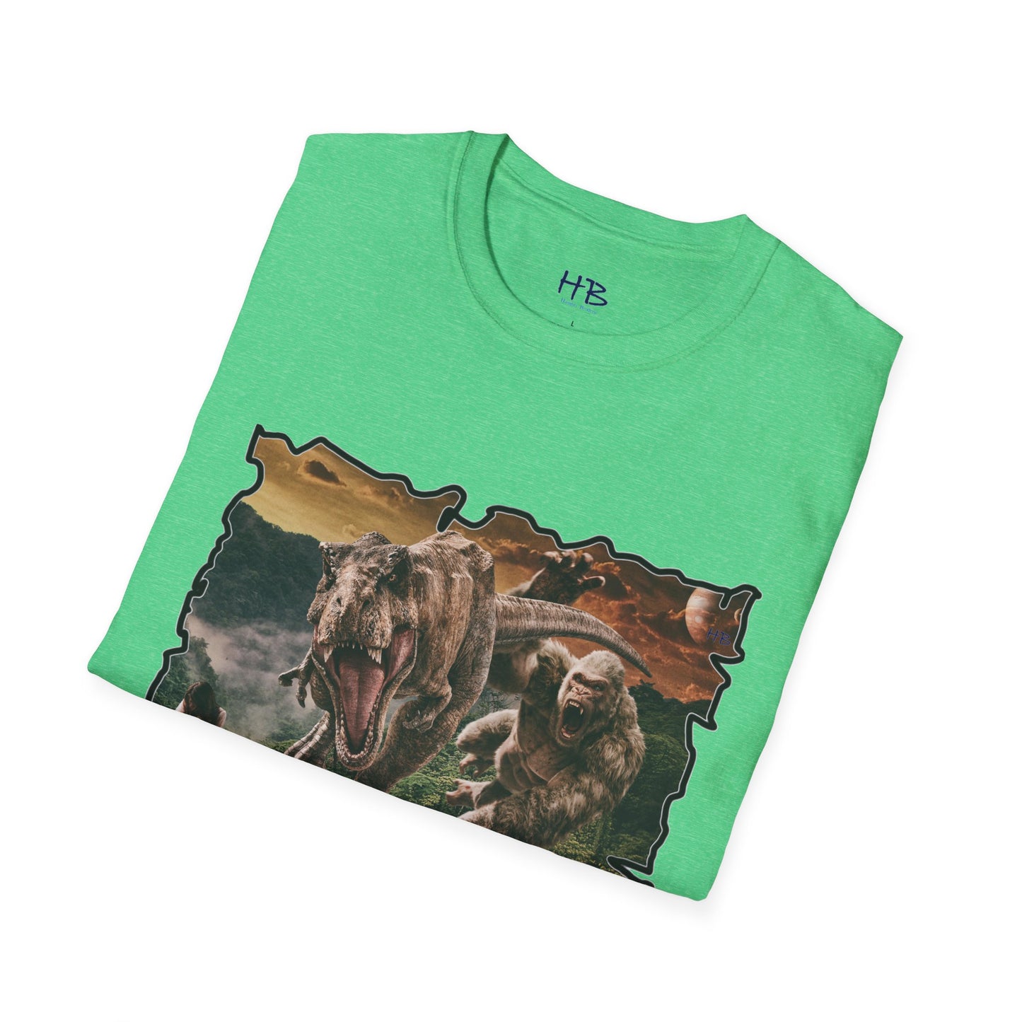 Gorilla vs T-Rex saving woman in distress