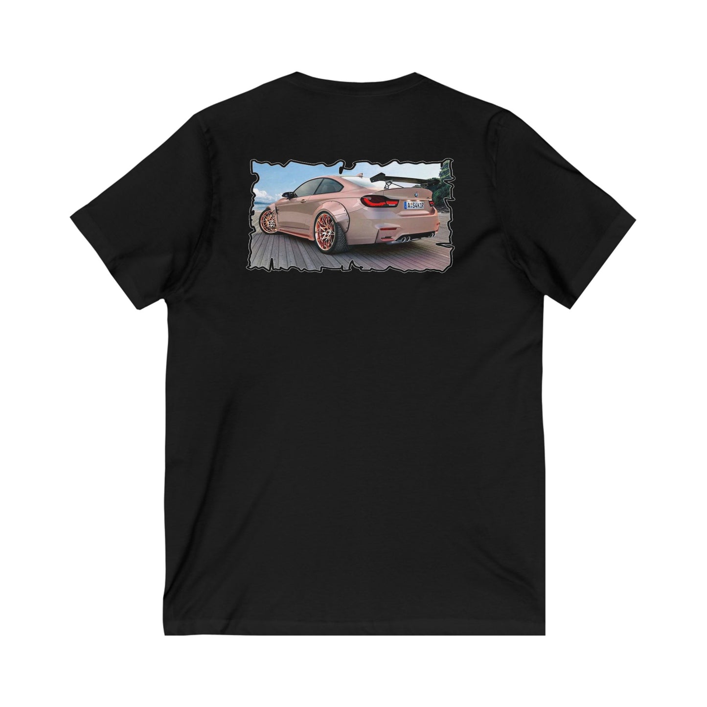 Customized pink BMW M3 (Unisex Jersey Short Sleeve V-neck - Comfortable Everyday Wear)