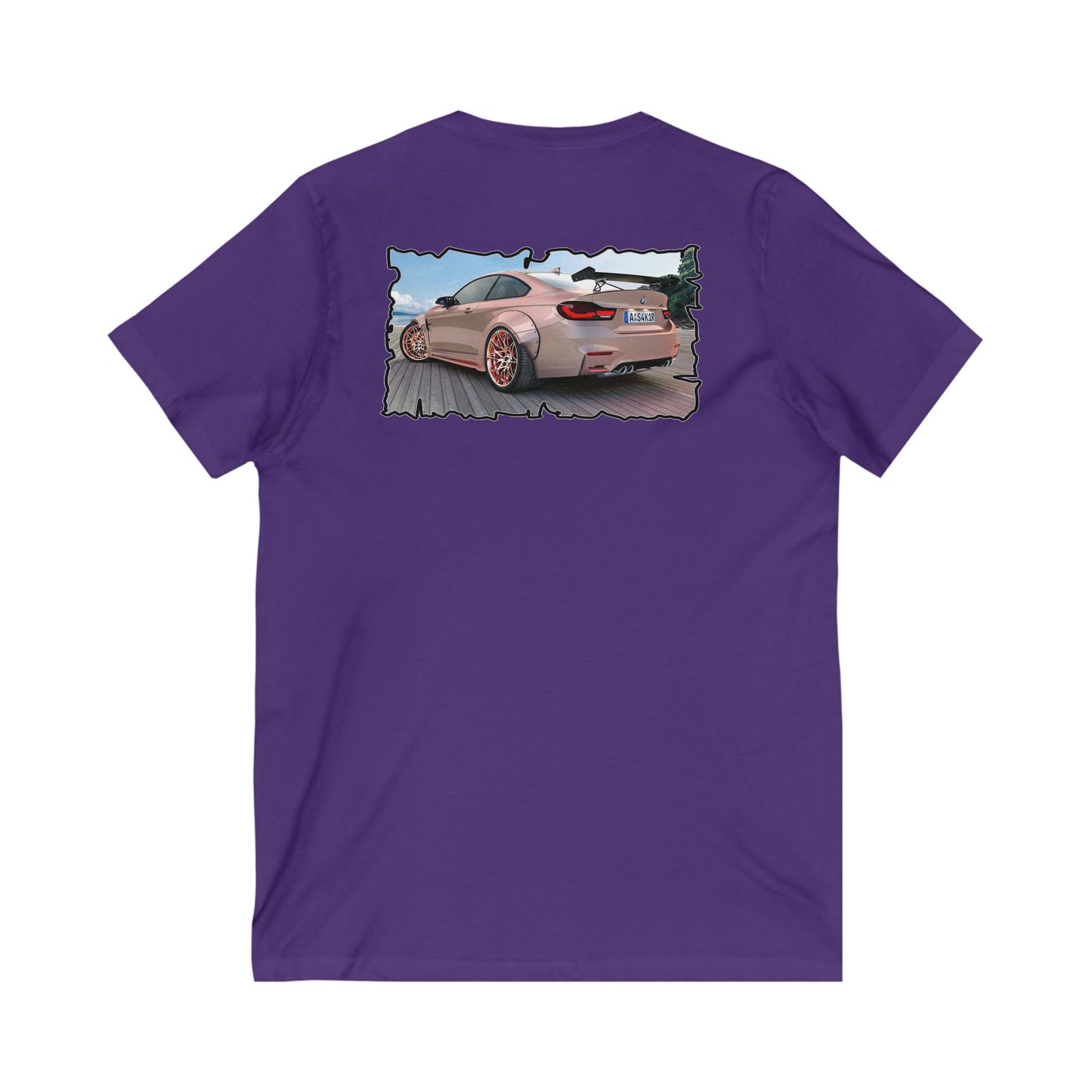 Customized pink BMW M3 (Unisex Jersey Short Sleeve V-neck - Comfortable Everyday Wear)