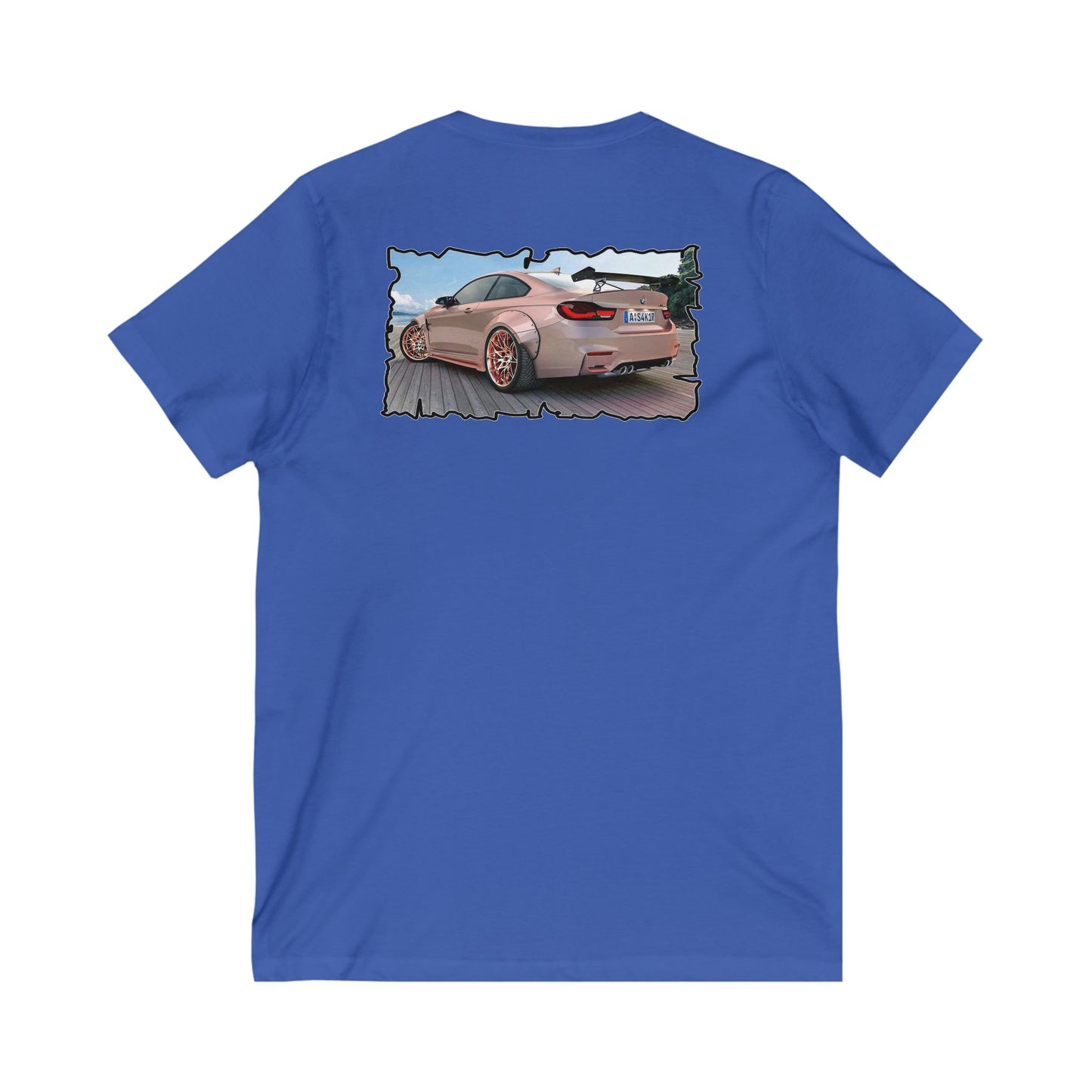Customized pink BMW M3 (Unisex Jersey Short Sleeve V-neck - Comfortable Everyday Wear)