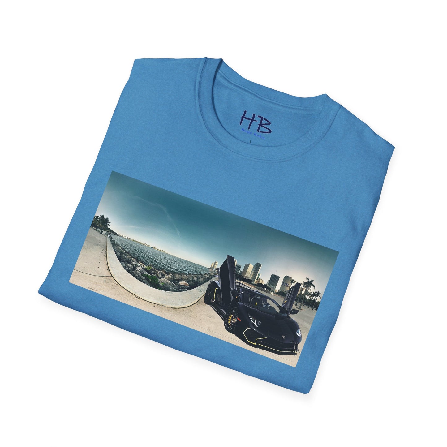 Black Lamborghini Aventador giving back to ocean in downtown