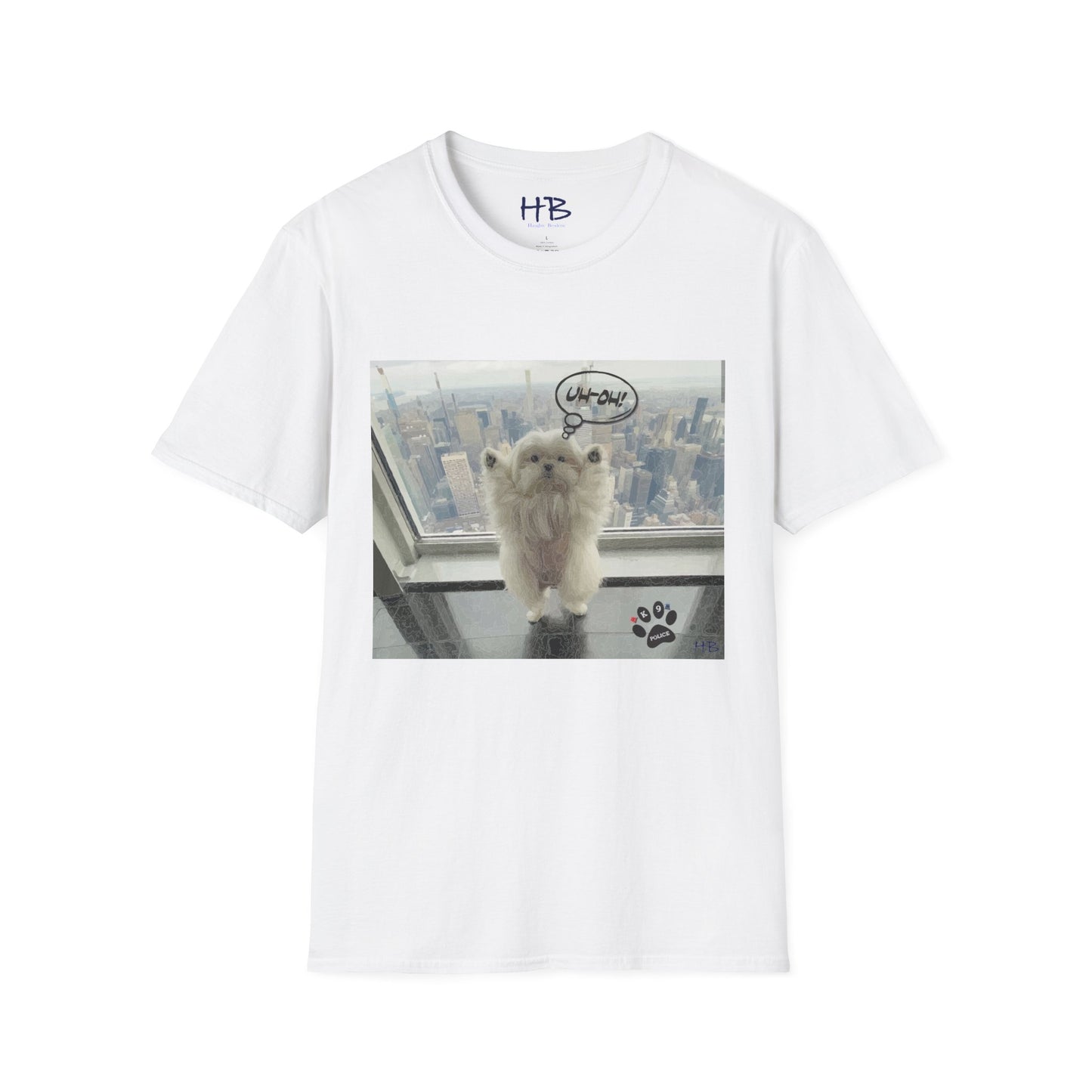 Bichon Maltese paws in the air in trouble with K9 dog patrol